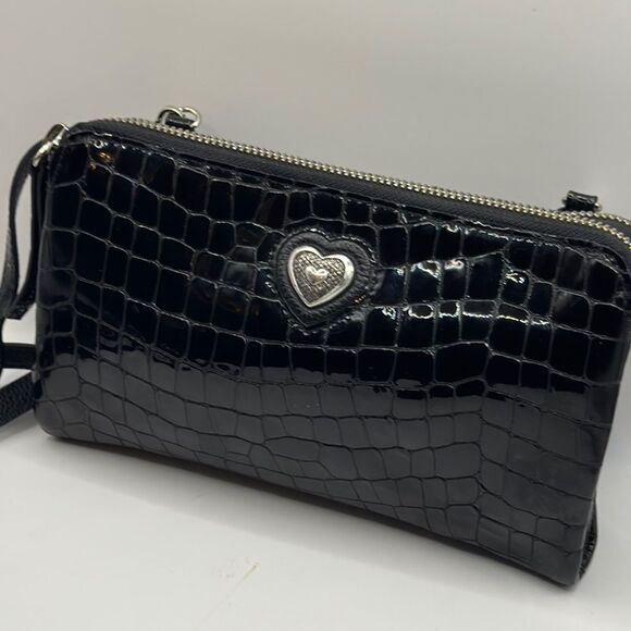 Brighton patent  Croc-Embossed Crossbody Bag with Heart Detail - Picture 5 of 11